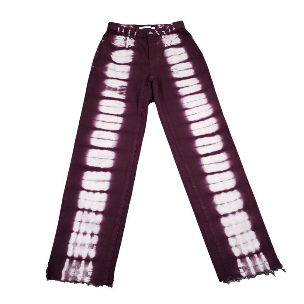 PacSun Eco Raspberry Tie Dye High Waisted Straight Leg Jeans Size 23 Purple Crop